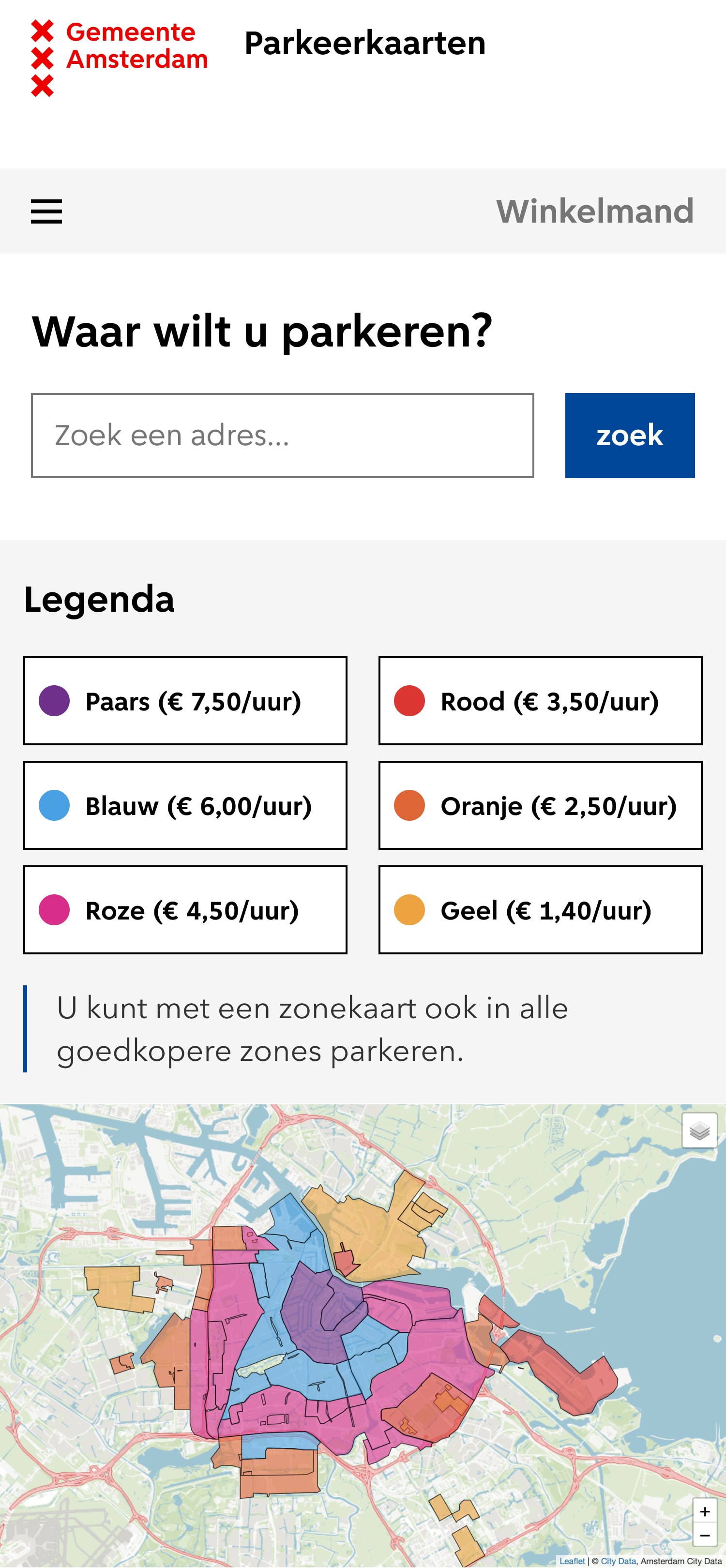 parkeerkaarten-legenda-egis parkeerkaart van Amsterdam met bijbehorende prijslegenda