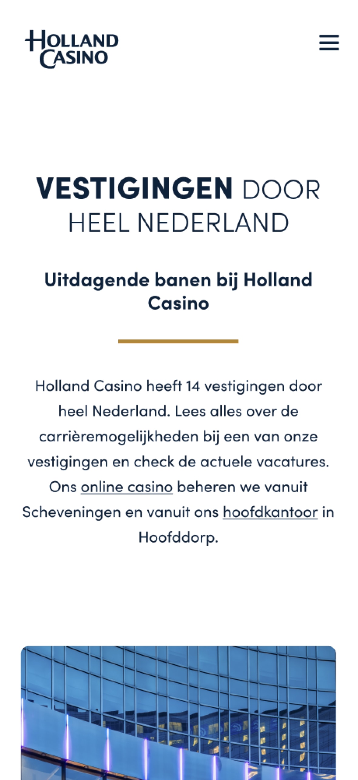 Composable architecture Mobiele schermafbeelding van het Holland Casino platform