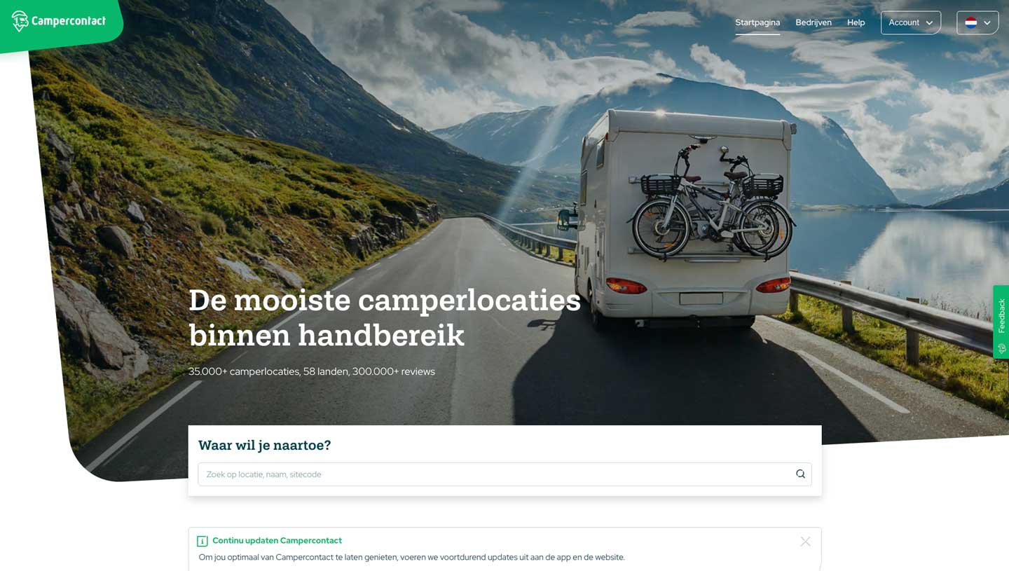 Campercontact - Homepage Homepage van Campercontact