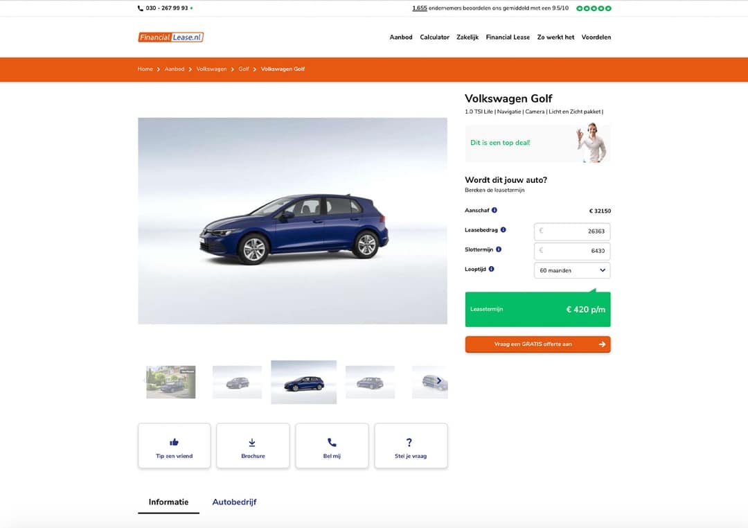 Financial-lease-ecommerce-product-pagina Financial lease website overview