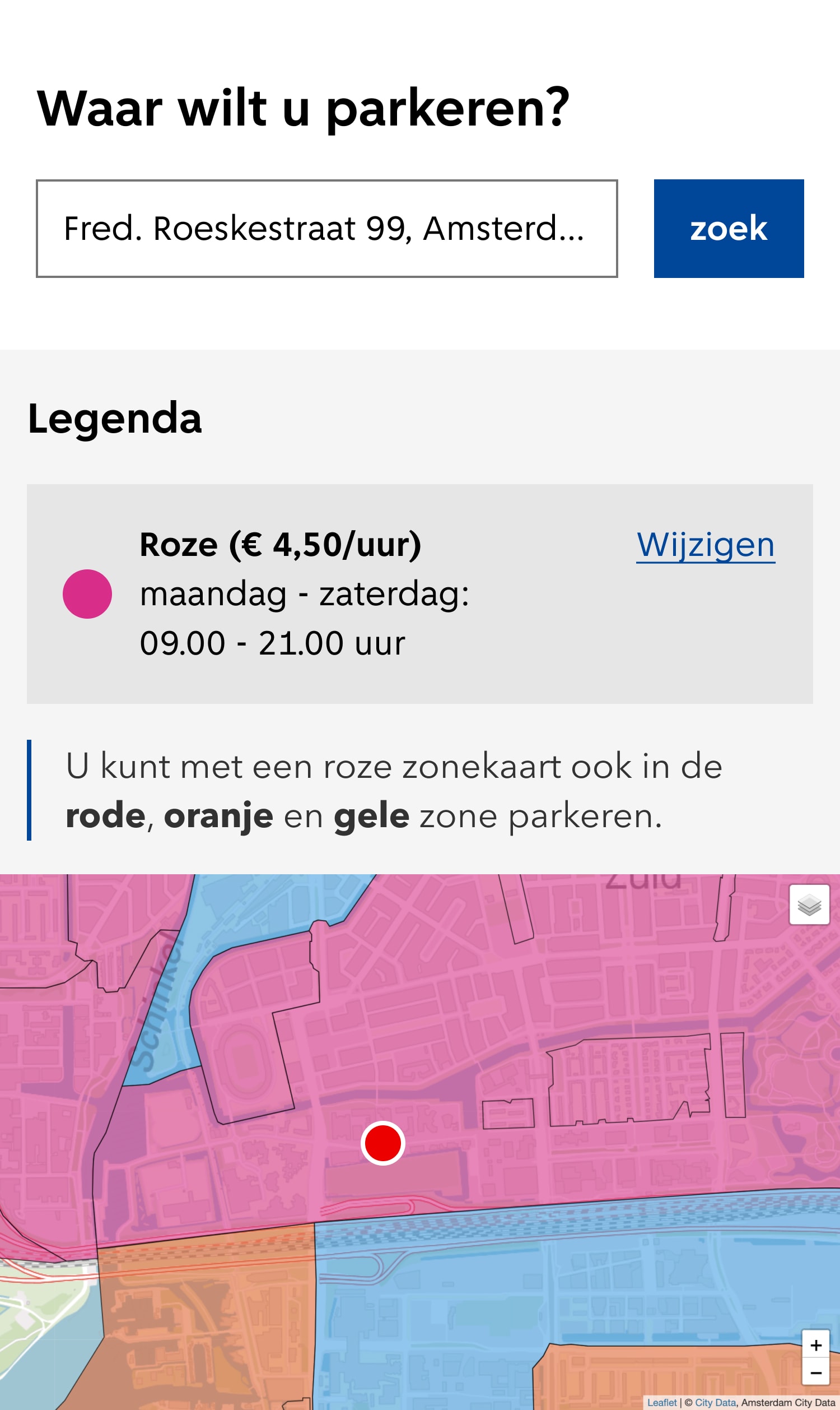 single-page-application Plattegrond voor parkeren met checkout in de applicatie