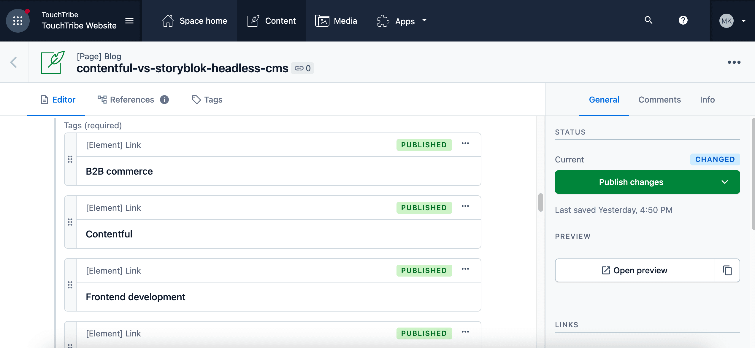 Contentful Content Management System UX Contentful CMS content overzicht
