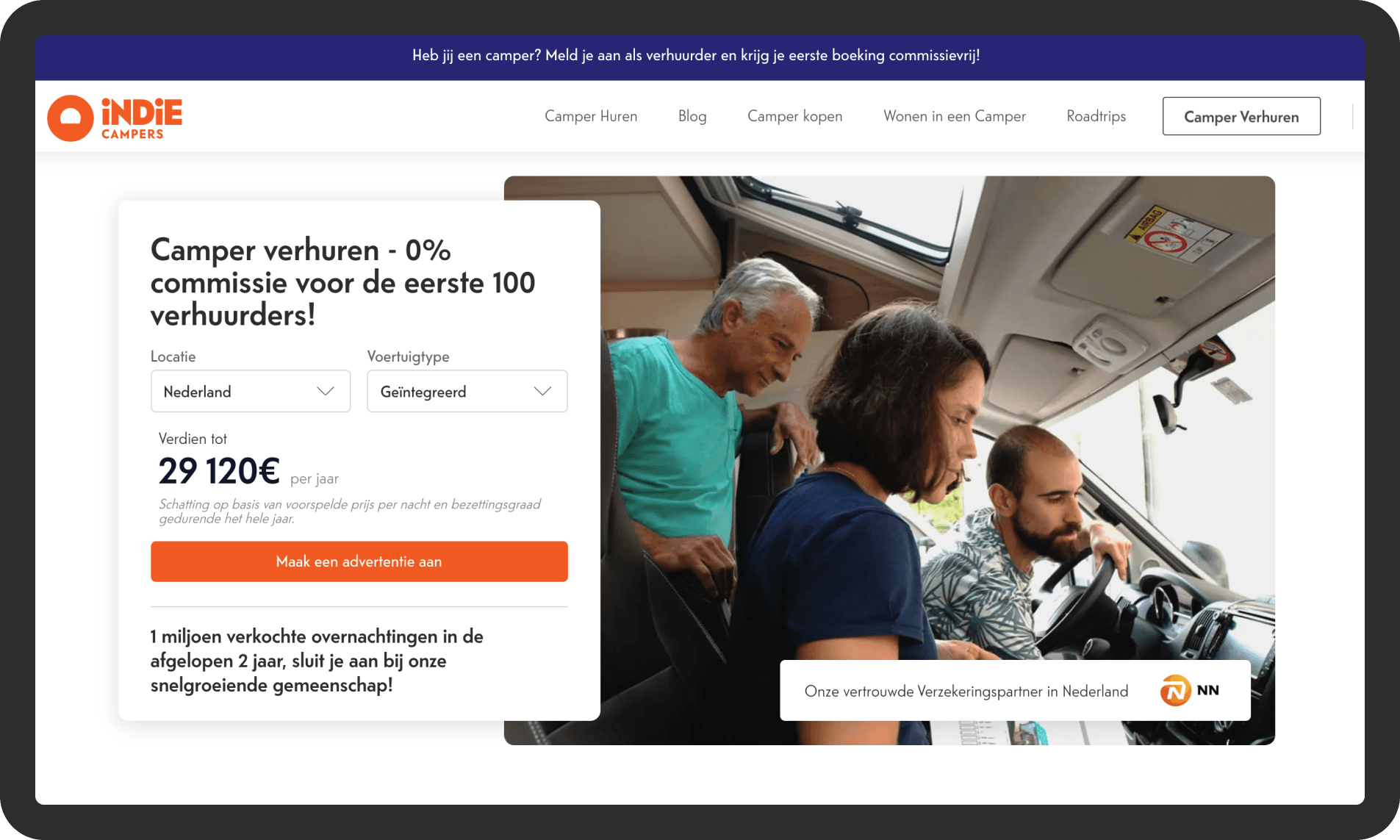 Nationale-Nederlanden-verzekeringen-AWS-implementatie Header van de website indiecampers