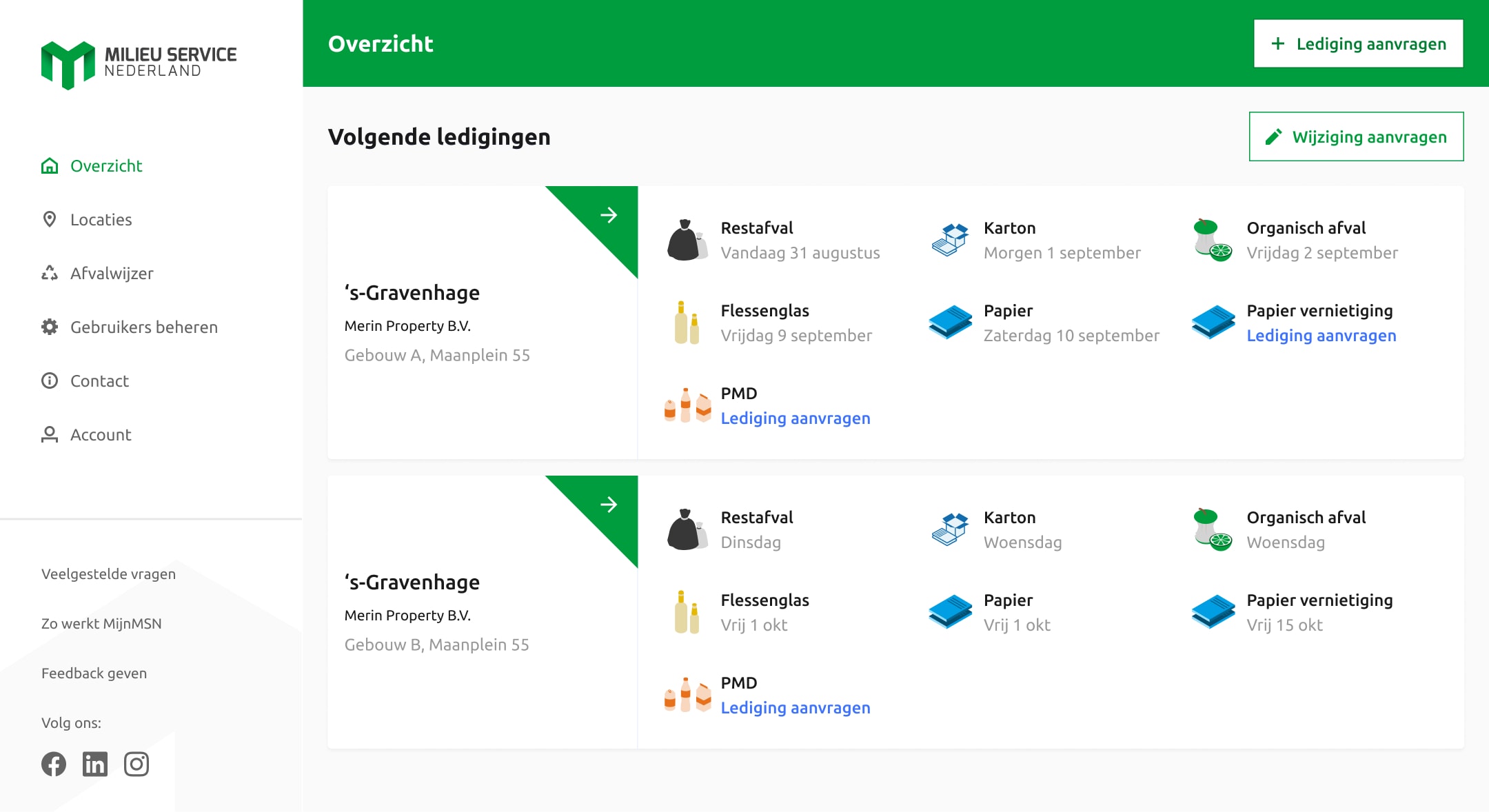 Overzicht MSN klantportaal Digitale functionaliteiten binnen het MSN klantportaal